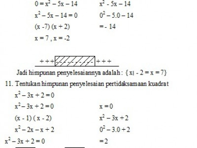 Contoh soal persamaan dan pertidaksamaan kuadrat