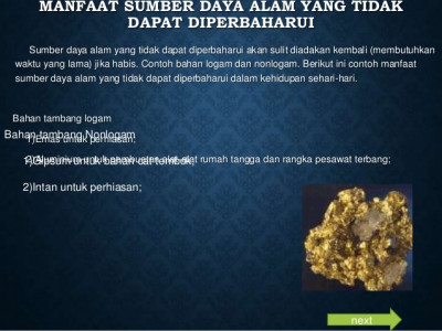 Pemanfaatan Sumber Daya Alam Yang Tidak Dapat Diperbarui