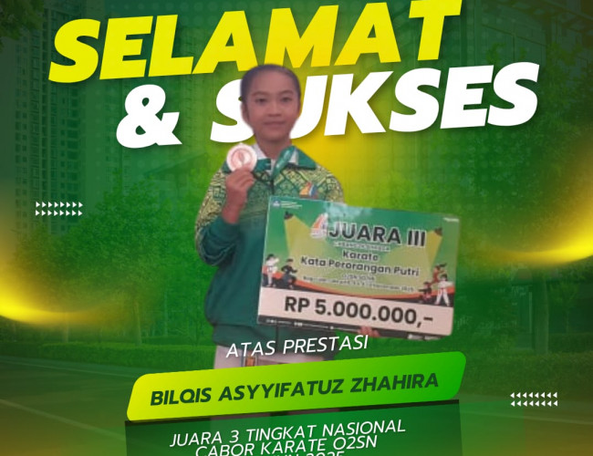 Bilqis Assyifatuz Zhahira Raih Juara 3 Karate di O2SN Tingkat Nasional Tahun 2025
