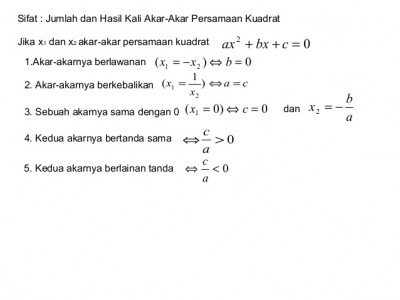 Rumus Jumlah Dan Hasil Kali Persamaan Kuadrat